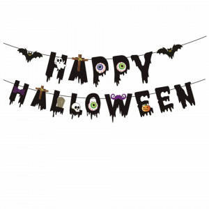 Set de 2 bannere pentru Halloween AIYANG, negru, hartie