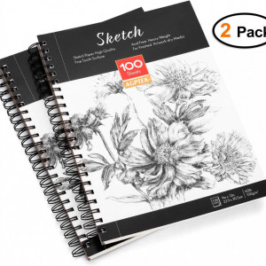 Set de 2 blocuri de foi pentru schite AGPtEK, hartie, alb, 23 x 30 cm