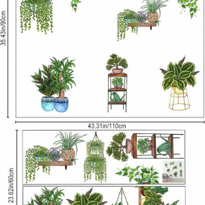Set de 2 coli cu autocolante MERYSAN, ghivece, verde, PVC, 90 X 30 cm