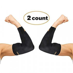 Set de 2 compresii pentru cot Thx4COPPER, textil/cupru, negru, M