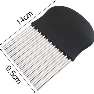 Set de 2 cutite cu lama ondulata NALCY, otel inoxidabil, negru/argintiu, 14 x 9.5 cm