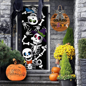 Set de 2 decoratiuni de Halloween JoyTplay, lemn/textil, multicolor, 50 x 30 cm