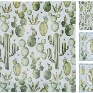 Set de 2 farfurii de sticla Karll patrata, alb/verde, 21 x 21 cm