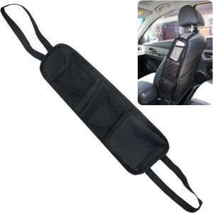 Set de 2 organizatoare pentru scaunul auto Johiux, poliester, negru, 14 x 42 cm