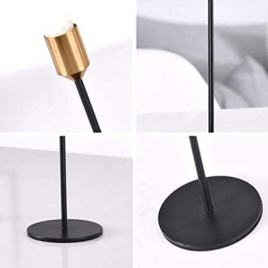 Set de 2 sfesnice Wuudi, metal, negru/auriu, 14 cm / 20 cm