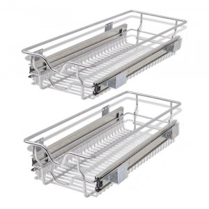 Set de 2 suporturi pentru vase Clapton, metal, crom, 13 x 26,8 x 46 cm