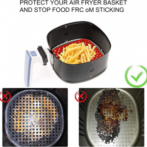 Set de 2 tampoane de aer neaderente pentru friteuza cu aer XQMMGO, silicon, negru/rosu, 21,5 cm