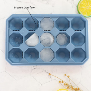 Set de 2 tavi pentru cuburi de gheata AinDen, silicon, albastru, 20 x 12,5 x 3,5 cm