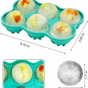 Set de 2 tavi pentru cuburi de gheata sferice Theuwnee®, silicon, verde, 18,5 x 14 cm