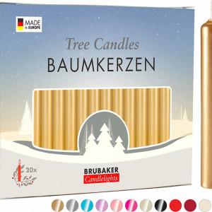 Set de 20 de lumanari Brubaker, ceara, auriu, 95 x 12,5 mm 1,5 ore