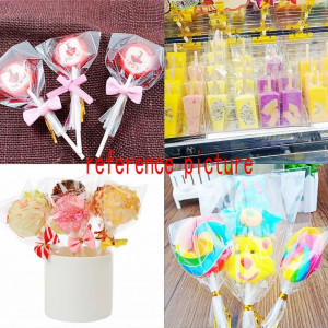 Set de 200 pungi cu arcuri de celofan pentru dulciuri JZK, plastic, transparent, 8 x 12,5 cm