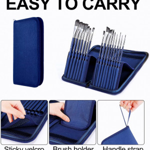 Set de 21 pensule cu spatula farfurie si bureti pentru pictura Artkaler, lemn/par/meta, albastru