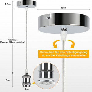 Set de 3 lustre tip pendul Befurglor, metal, crom, 10 x 120 cm