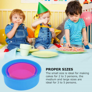Set de 3 matrite pentru tort Rafow, silicon, roz/albastru/violet, 24/20/17 cm