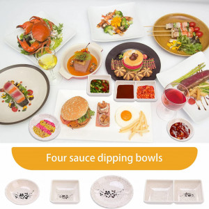 Set de 4 boluri pentru sosuri WDZYRM, ceramica, alb/negru, 7,5 cm / 9,5 cm / 9 cm / 14,8 x 7,2 cm
