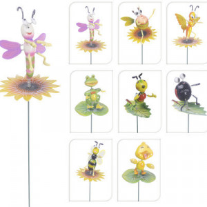 Set de 4 decoratiuni gradina Karll fluture/libelula/albina/broasca/pasare/furnica