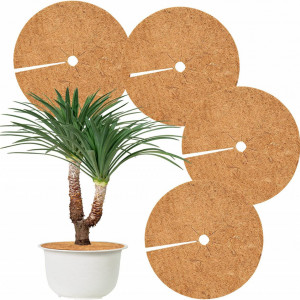 Set de 4 discuri de protectie pentru ghivecile de plante Hydrogarden, nuca de cocos, natur,60 cm