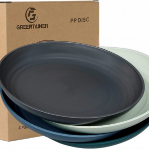 Set de 4 farfurii Greentainer, plastic, multicolor, 19,8 x 19,8 x 2,7 cm