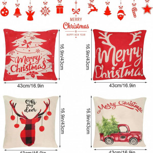 Set de 4 fete de perna de Craciun Sinwind, textil, multicolor, 45 x 45 cm