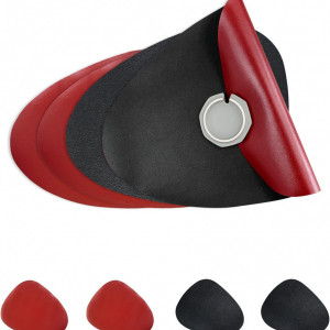 Set de 4 naproane si 4 coastere WOOKIT, PVC, rosu/negru, 41x 34 cm / 11 x 13 cm
