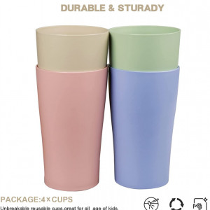 Set de 4 pahare Greentainer, plastic, multicolor, 7,6 x 12,9 cm, 400 ml