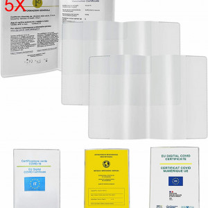 Set de 5 coperti pentru pasaport/carnet Mizijia, PVC, transparent, 150 X 110 mm