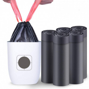 Set de 5 role cu saci pentru gunoi AeeYui, plastic, negru, 20 L, 40 X 50 cm