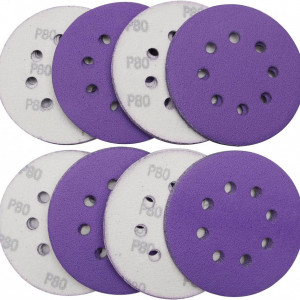 Set de 50 discuri abrazive cu 8 gauri MAXMAN, gri/mov, carbura de siliciu/diamant, 80, 12,7