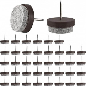 Set de 50 protectii de picioare scaune BluVast, pasla/metal/ABS, gri/negru, 24 mm