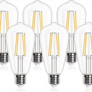 Set de 6 becuri Luxvista, LED, E27, metal/sticla, 13,8 x 6,4 cm
