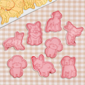 Set de 6 forme pentru biscuiti LUCTHY, model animalute, polipropilena, roz