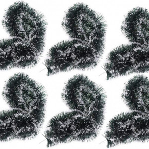 Set de 6 ghirlande de Craciun Hpamba, plastic, verde/alb, 2 m x 9 cm