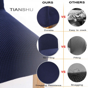 Set de 6 huse de scaun TIANSHU, poliester/spandex, albastru inchis