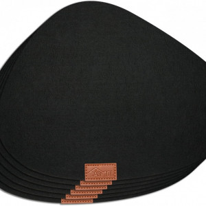 Set de 6 naproane Casmol, pasla/silicon, negru, 40 x 30 cm
