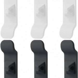 Set de 6 organizatoare de cablu pentru aparate de bucatarie SDHFSGN, plastic, alb/negru, 10 cm