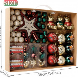 Set de 70 ornamente pentru brad Valery Madelyn, plastic, multicolor
