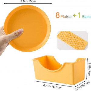 Set de 8 farfurii cu suport Roucerlin, ceramica, galben, 15 cm