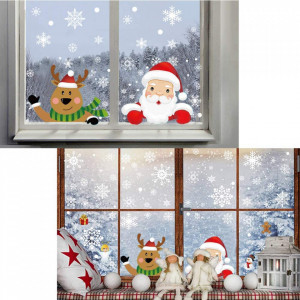 Set de 8 foi cu autocolante de Craciun SUNSK, PVC, multicolor, 20 x 30 cm