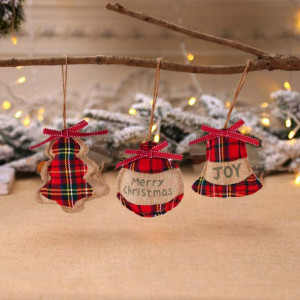 Set de 8 ornamente pentru brad Vidillo, bumbac, multicolor, 11 cm