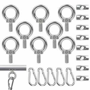Set de 8 suruburi 304 KDUH, otel inoxidabil, argintiu, 31 x 19 x 4 mm