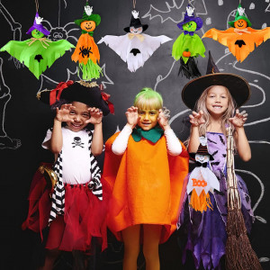 Set de banner cu 6 decoratiuni de Halloween Qpout, multicollor, hartie, 11 x 10 cm / 14 x 33 cm
