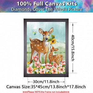 Set de creatie cu diamante Pttozan, model caprioare, multicolor, 30 X 40 cm