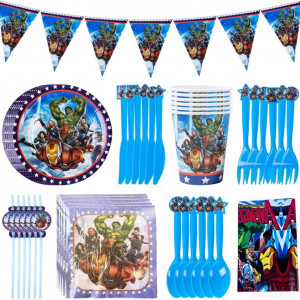 Set de petrecere animat pentru copii BESTZY, hartie, multicolor, 48 piese