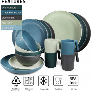 Set de vesela Greentainer, plastic, multicolor, 16 piese