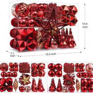 Set mixt de ornamente pentru brad SHAreconn, plastic, rosu/auriu