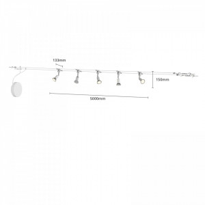 Spoturi Rope, LED, metal/plastic, crom/argintiu, 500 x 13,3 x 15 cm