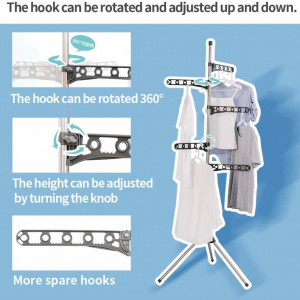 Stand organizator cu 5 brate pentru umerase BAOYOUNI, otel inoxidabil, ABS/PP, argintiu/gri, 70 x 185 cm