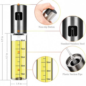 Sticla cu pulverizator pentru ulei/otet CBEI, sticla/otel inoxidabil, transparent/argintiu, 18 x4 cm