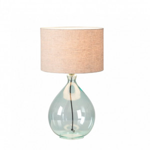 Veioza Loster sticla/tesatura de bumbac, maro deschis, diametru 30 cm, 230 V