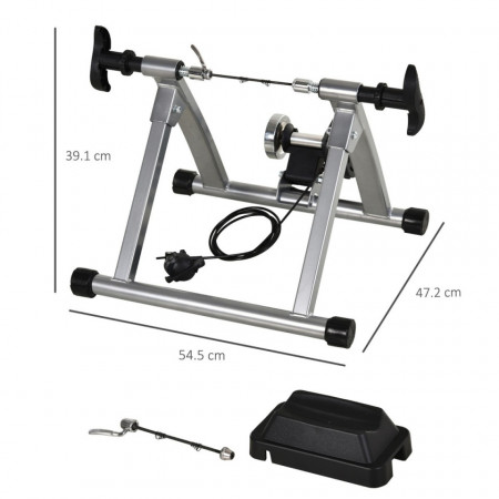HOMCOM 5661-0061- Suport rola pentru bicicleta magnetic pentru antrenament acasa, argintiu